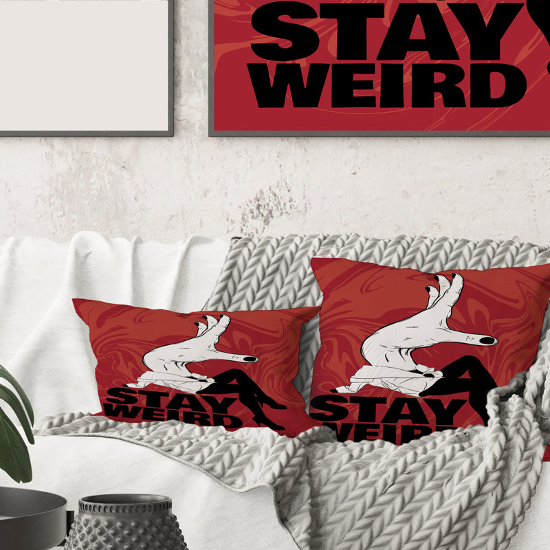 Stay Weird - oreiller imprimé rétro, 18" x 18"