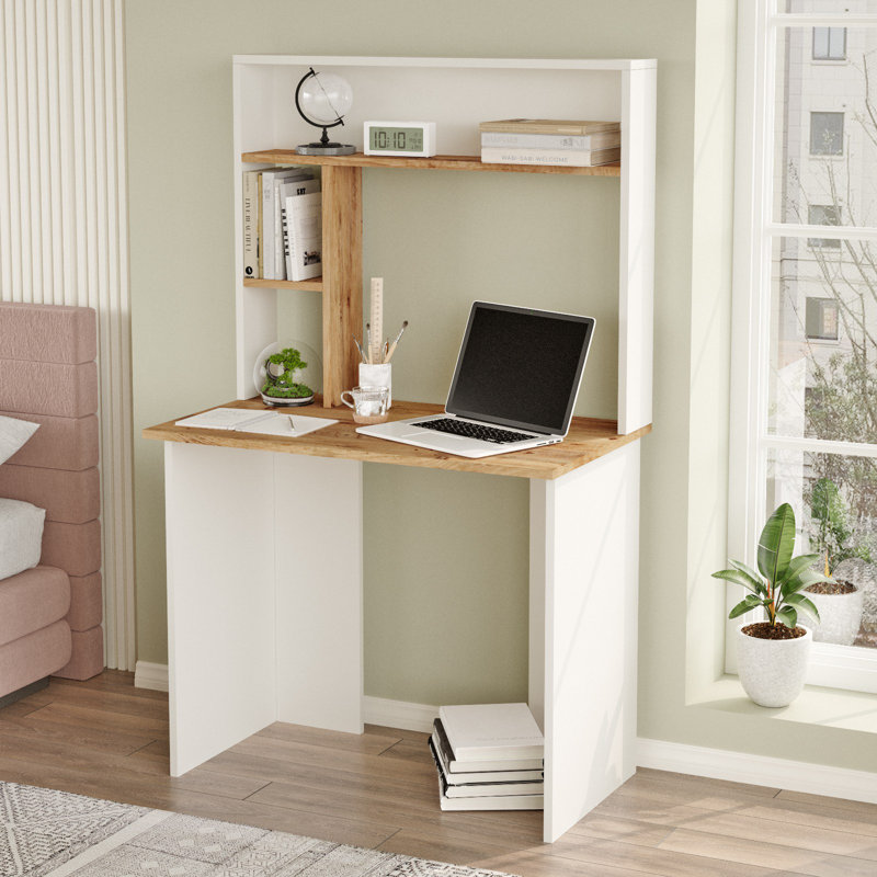 Bureau échelle avec huche Beddingfield, Naturel / blanc