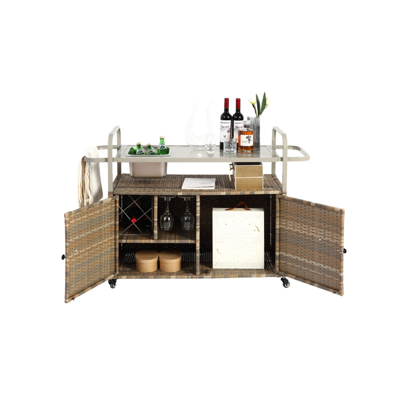 Table de bar d'extérieur, H 35,83 po x l 51,57 po x P 19,69 po, Beige