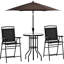 Table de patio d'extérieur 4 pièces - chaises pliantes, parasol réglable, table en verre texturé Wave. Noir Fabrication. Pour la piscine, le jardin, la terrasse. À. Ensemble de salle à manger 2 en acier robuste Dine