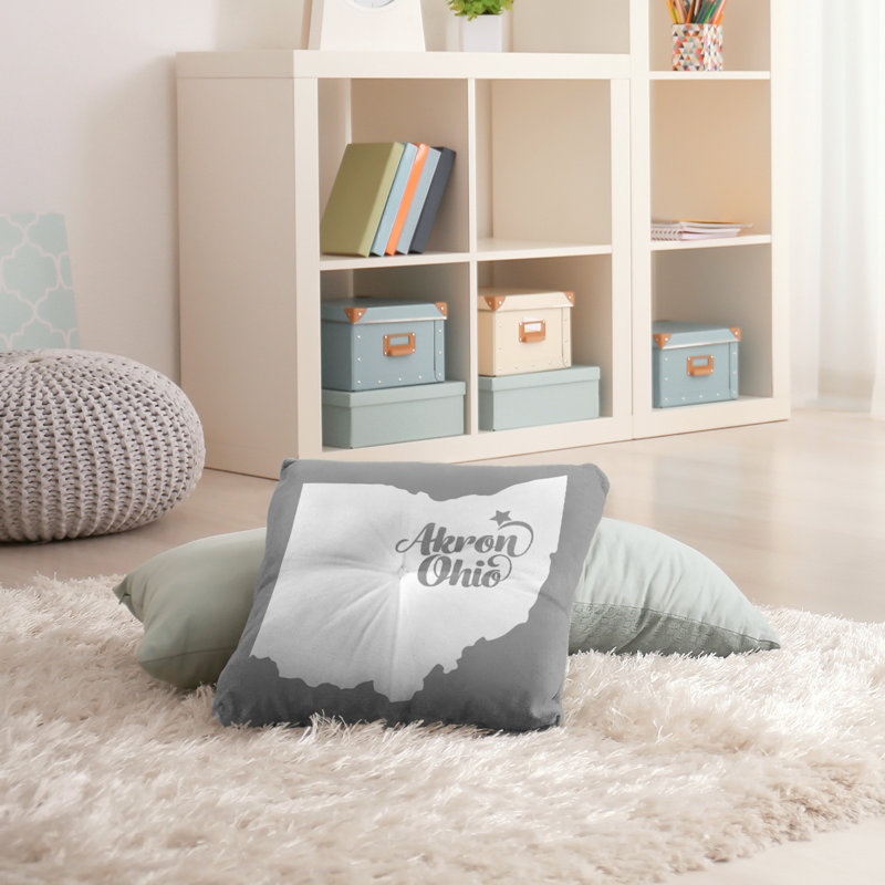 Coussin de plancher touffeté, 26 po x 26 po, Gris, Akron