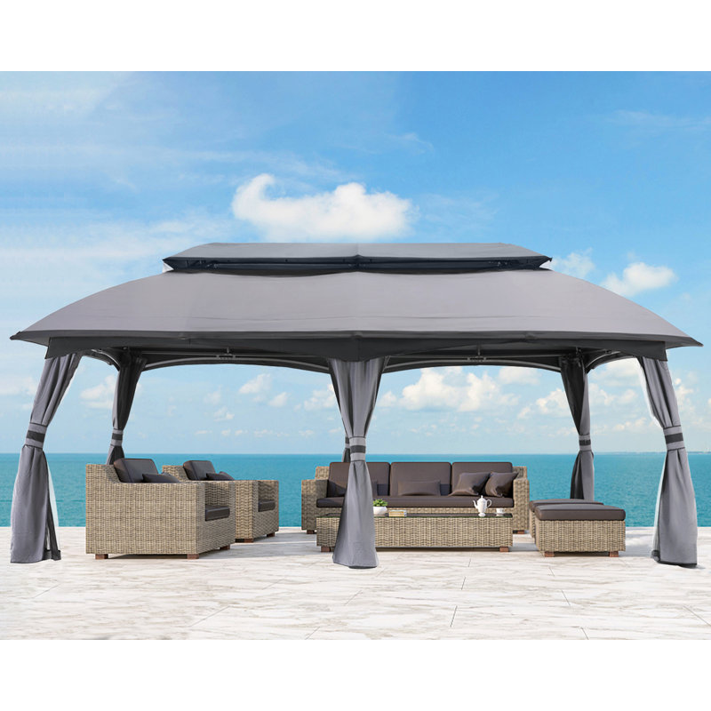 L 20 pi. X 10 pi. D Pavillon de jardin en acier, Gris foncé
