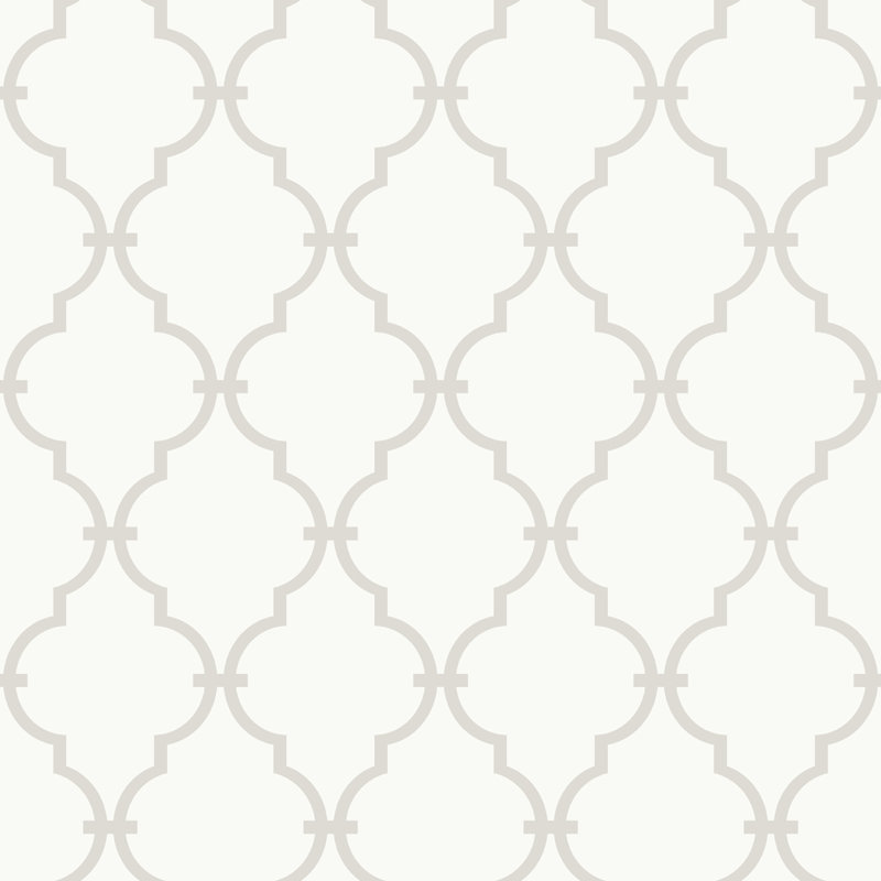 Rouleau de papier peint à treillis 33 pi x 20,5 po Luby, Blanc / Gris Taupe Doux