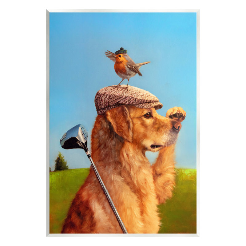 Art mural oiseau et chien par Lucia Heffernan, H 15 po x l 10 po