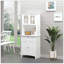 Élégant buffet avec huche, armoire de rangement pour garde-manger avec porte en verre encadrée et espace pour micro-ondes
