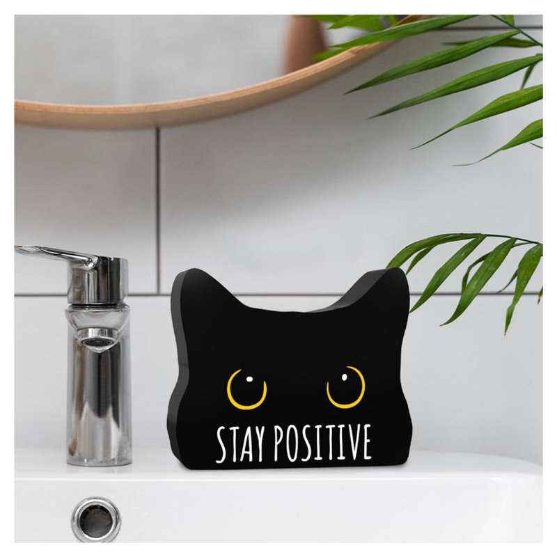 Enseigne amusante en acrylique chat noir