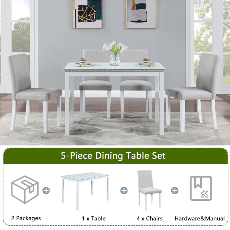 Sharronda 4 - Person Four Leg Dining Set, White