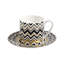 Missoni Coffee Cup & Saucer ZIG ZAG Set of 2 in Luxury Box Gold diam. 2.3in, H 2.5in, Cap. 4 oz, Saucer diam. 4.75in