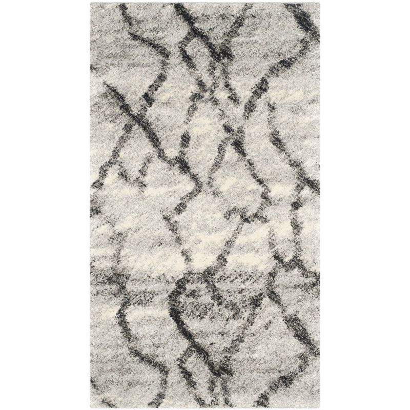 Tapis abstrait Retro 2144 Performance, Rectangle 3 pi x 5 pi, Gris