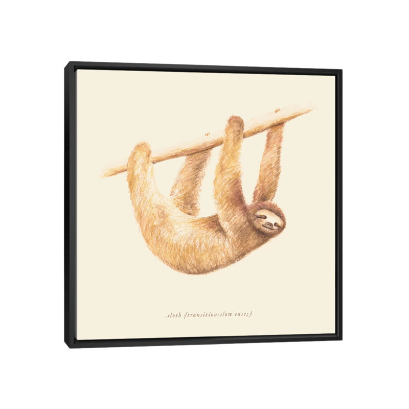 «Sloth», impression sur toile, H 18 po x l 18 po x P 1,5 po, Toile avec cadre noir, Pas de tapis