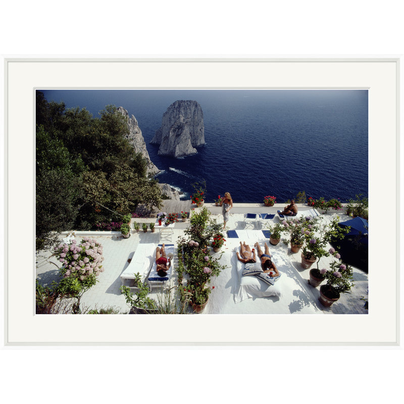 Il Canille Print by Slim Aarons, White Framed Paper, 34.75" H x 49.75" W x 2.125" D
