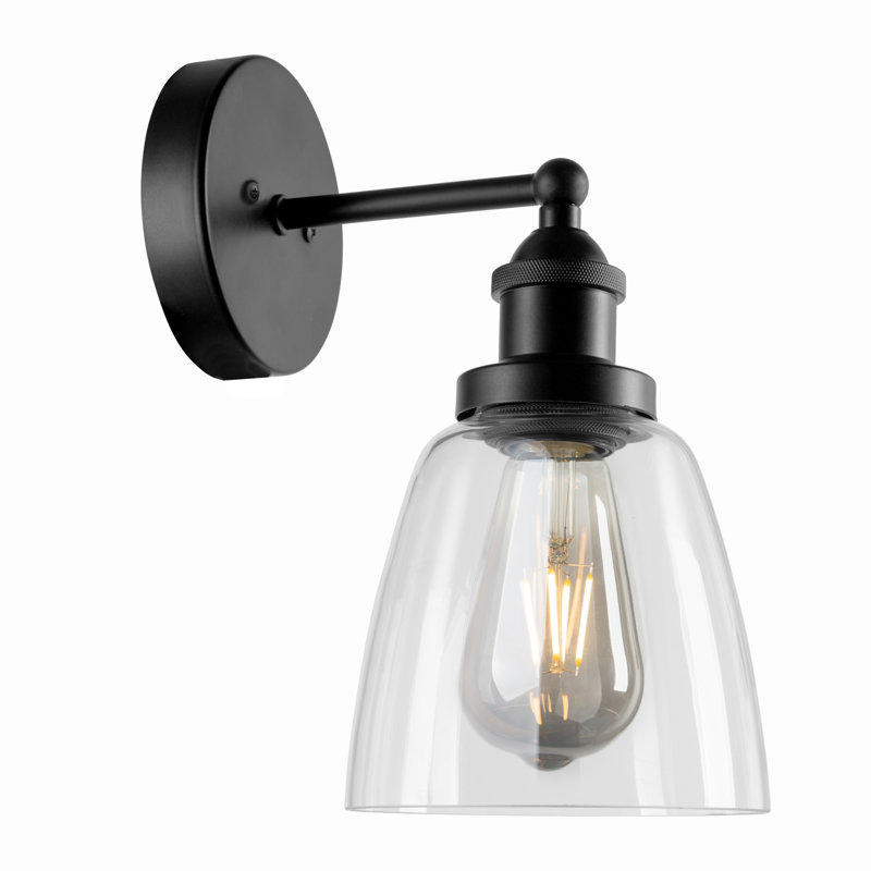 Gaige 1-light Dimmable Industrial Style Armed Sconce Wall Light, Clear