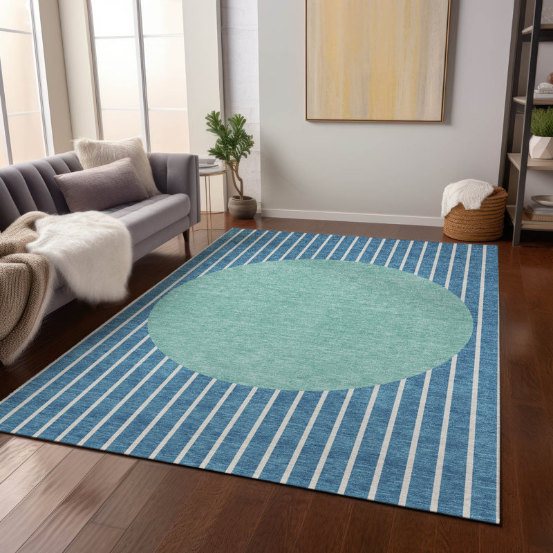 Machine Washable Indoor/Outdoor Chantille ACN994 Teal Area Rug, Rectangle 10' x 14'