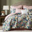 Couette King 8 pièces à motif floral abstrait, - Conception à points d'arrêt, et garantie 8 pièces imprimée numériquement à motifs floraux, jupe de lit sur mesure, envers en microfibre douce