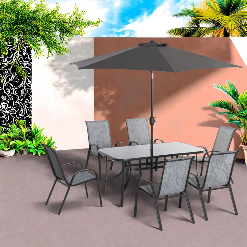 Ensembles de salle à manger de patio peu encombrants, aluminium et filet, solution d'extérieur moderne