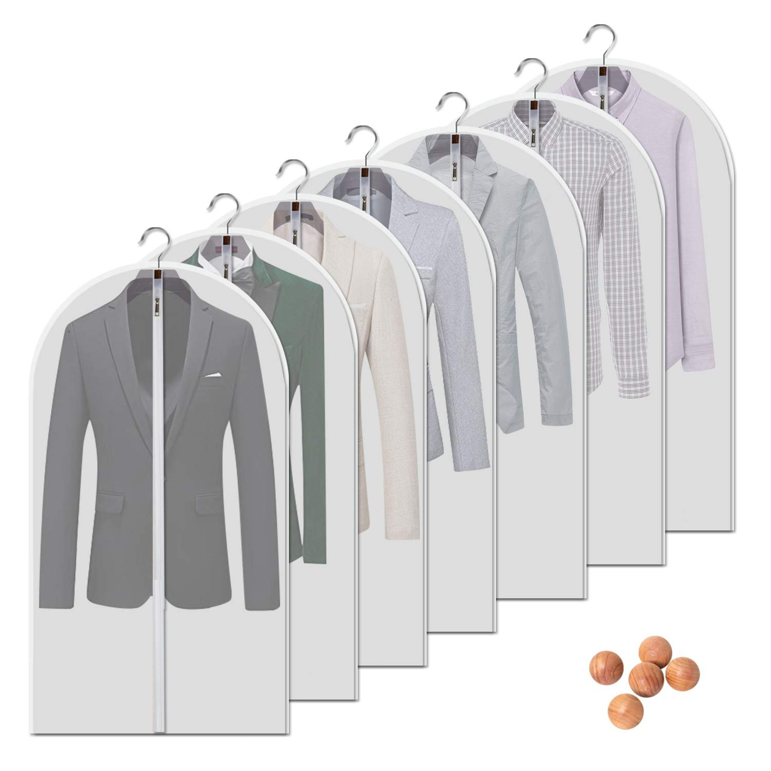 Rebrilliant Dust Proof Clear Garment Bags 7 Piece Set - 40 Inch ...