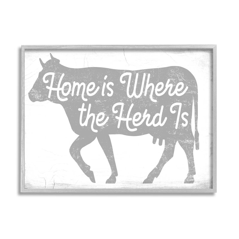 «Home Is Where Herd Is» par Lil 'Rue - Impression sur bois, H 11 po x l 14 po x P 1,5 po, Giclée encadrée noir minuit