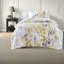 Ensembles de literie botanique moderne, édredon en polyester ultra doux avec poches de rangement pratiques, motif à feuilles jaunes et grises pour lit double