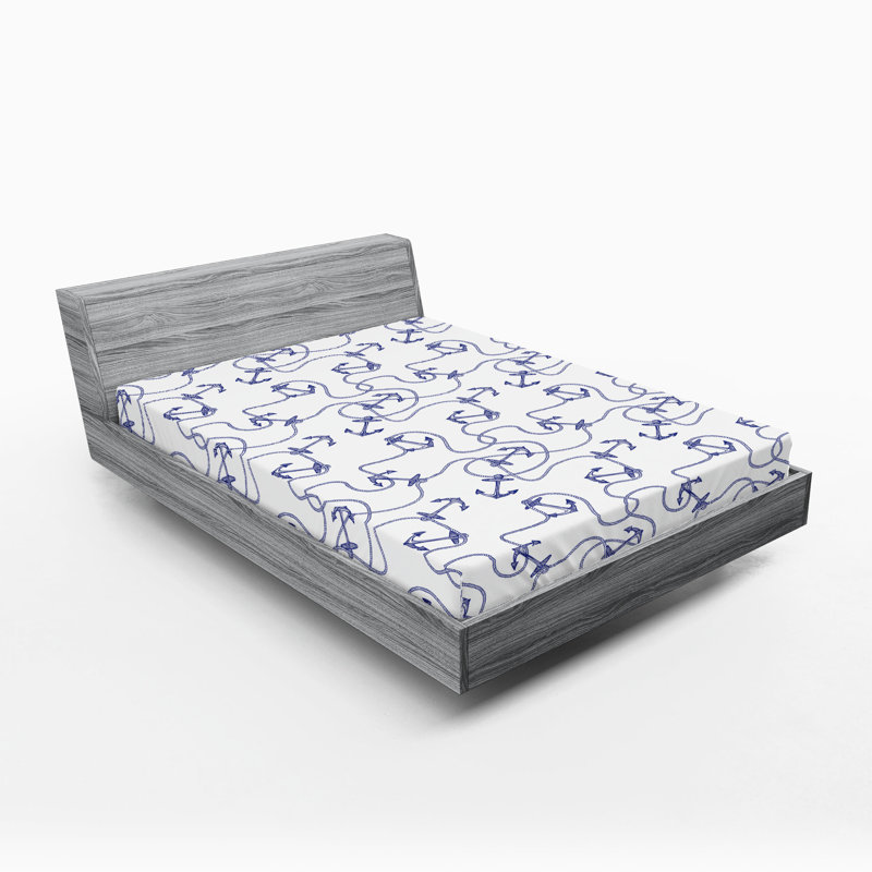 Ambesonne Anchor Fitted Sheet 2-Pack Hand Drawn Anchors undefined, California King Fitted Sheet