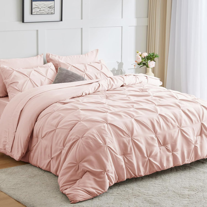 Ensemble d'édredon, 7 pièces dans un sac, Rose, Grand édredon et 6 pièces supplémentaires