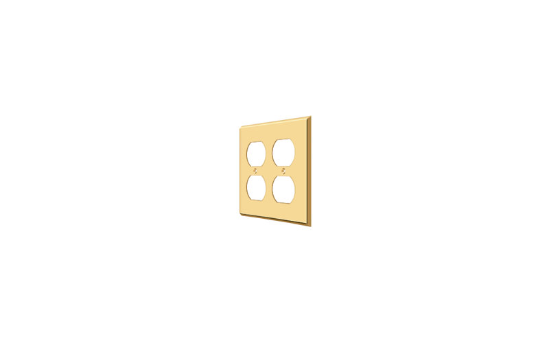 Deltana SWP4771U15 Switch Plate, Quadruple Outlet in Brushed Nickel, Polished Brass