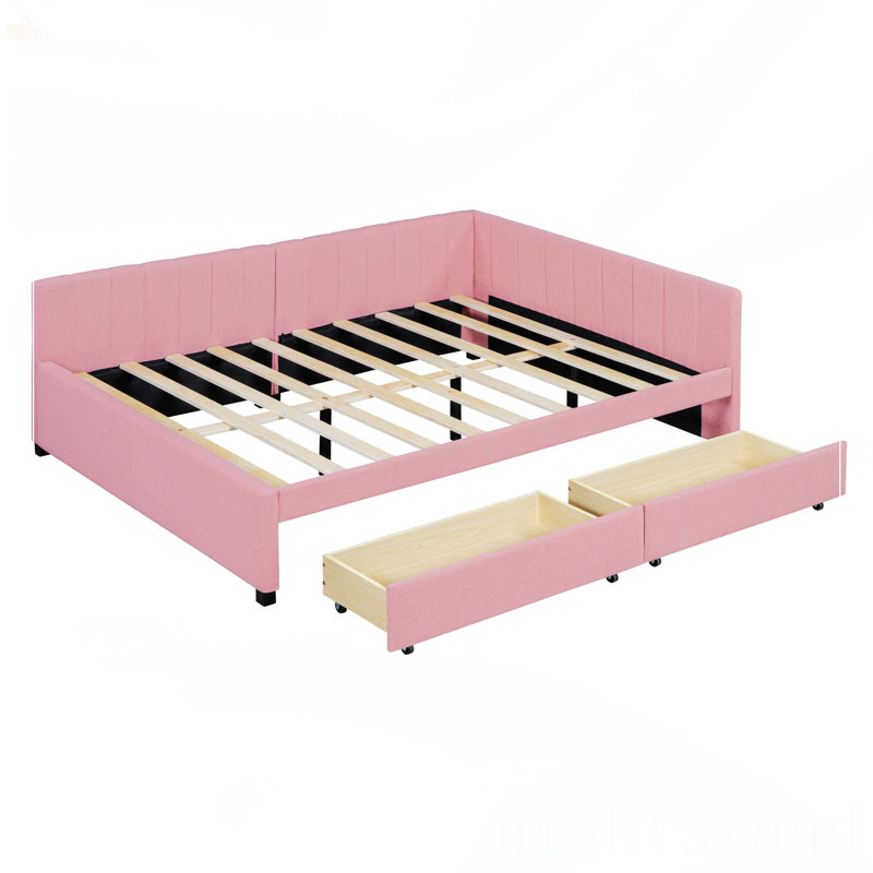 Full Size Upholstered Daybed, Pink