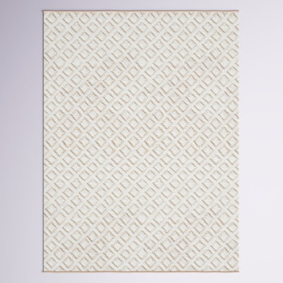 Tapis en laine tissé à la main à motif géométrique ivoire / doré Nystead