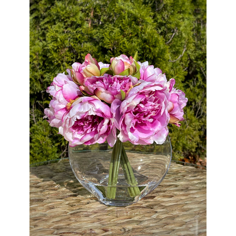 Centre de table pivoine dans un vase, Mauve