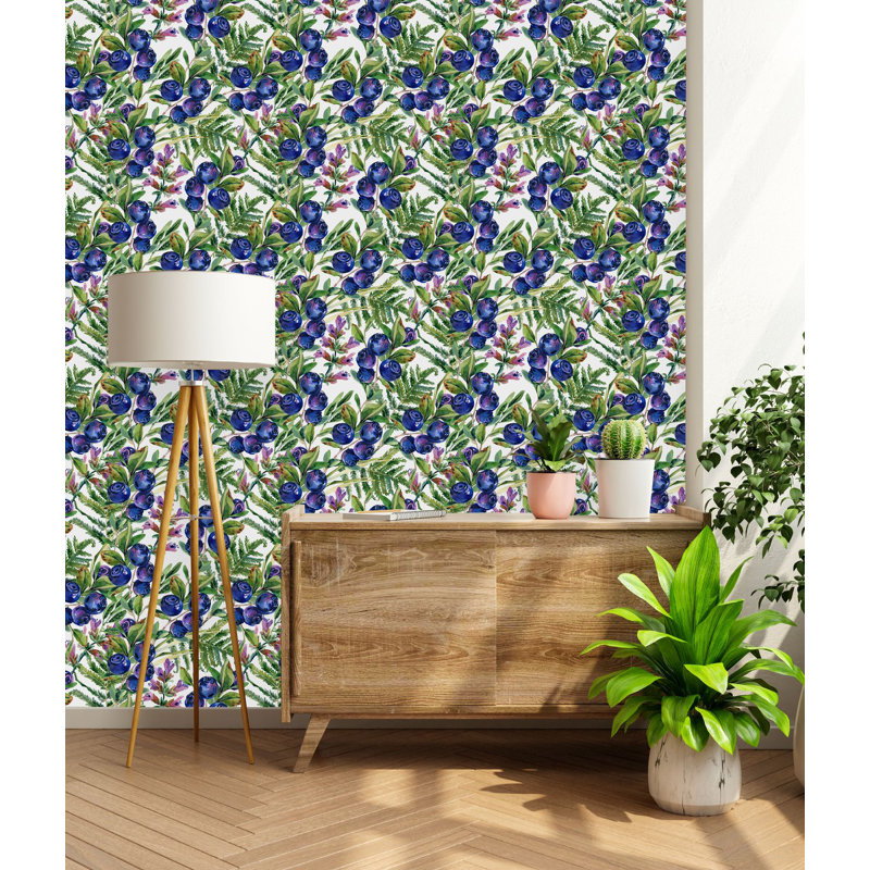 Blueberry Wallpaper Floral Roll