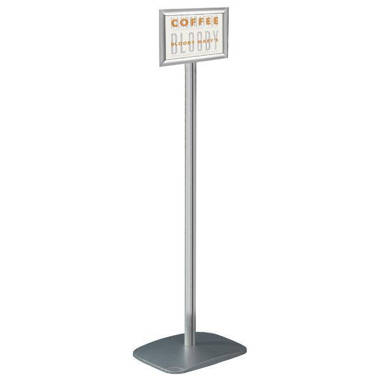 ZEGNEER Adjustable Sign Holder Stand, Sign Stand with Base, Floor Sign for Display/Poster/Business/Shows/Restaurant/Store, Snap Open Frame, Aluminum