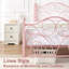 Ensemble de lit simple en métal 2 pièces avec tête de lit et pied de lit décoratifs Mouin, lit plateforme rose de style victorien avec lattes robustes, aucun sommier nécessaire-1664496969