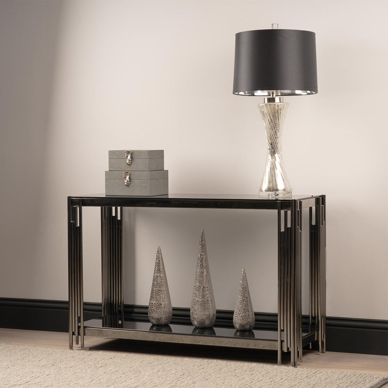 Console Table for Hallway Living Room Furniture, Slim Entryway Table with Shelf Space, Black
