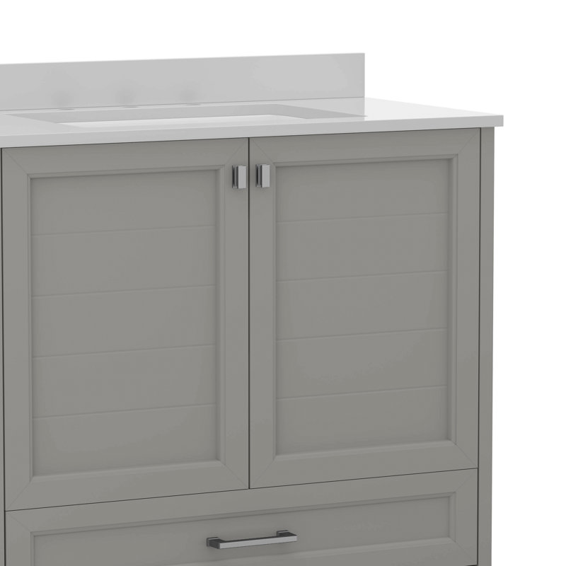 Bathroom Vanity With Undermount Sink, Cabinet, And Drawer, Nickel, Gray