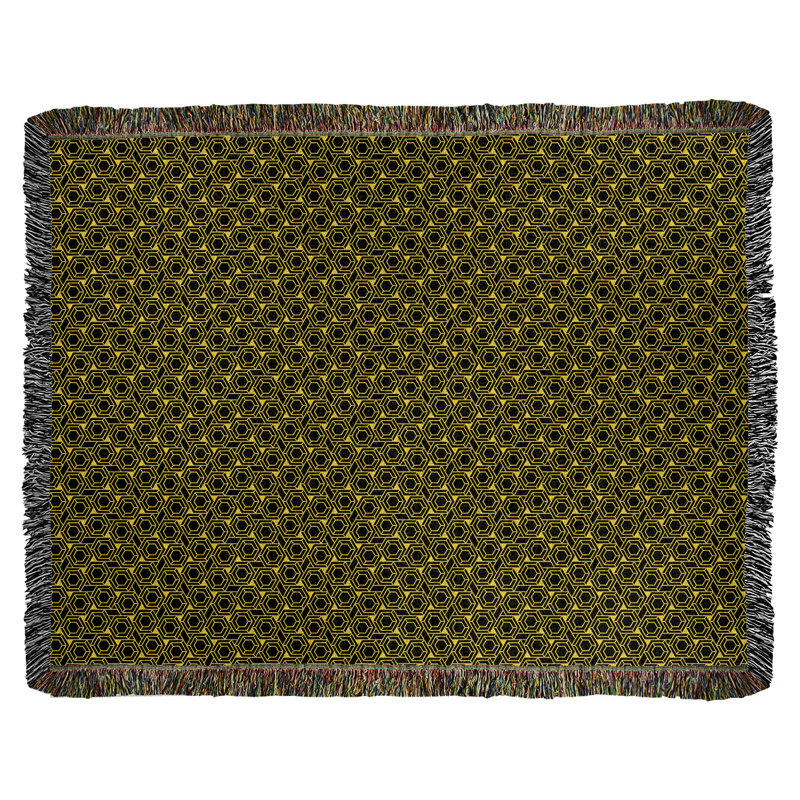 Couverture tissée hexagonale Katelyn Elizabeth, l 37 po x L 52 po, Jaune / Noir