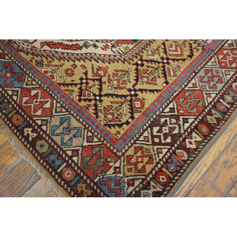 Antique Caucasian Tribal Geometric Islamic Prayer Rug