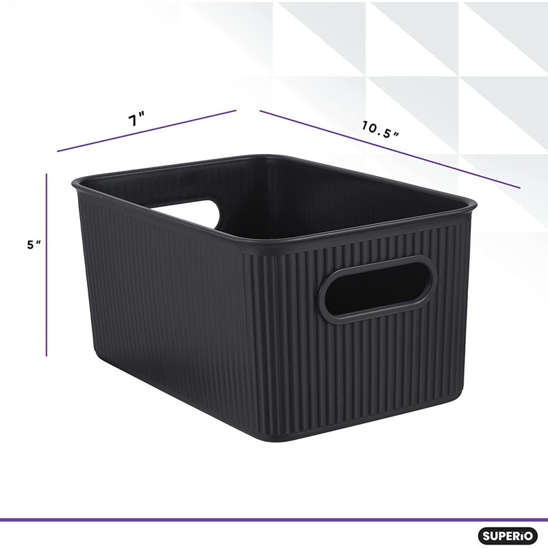 Paniers de rangement en plastique, 4, Brun