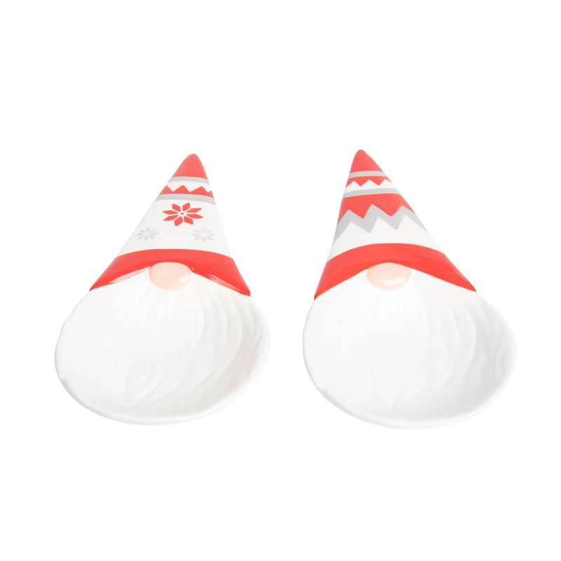  Ensemble de 2 décorations de Noël en céramique pour cuillère à gnome de Noël en résine