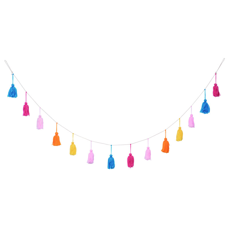 Cotton 75 in. Multicolor Spring Yarn Tassel Banner