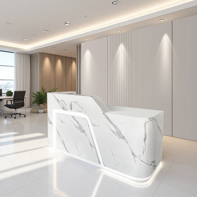 Isabel moderne avec éclairage à DEL blanc et finition en marbre pour le comptoir d'accueil commercial