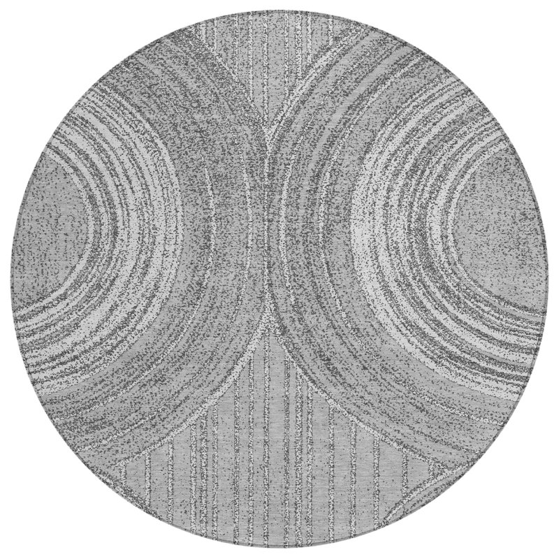 Machine Washable Indoor/Outdoor Kendricks ACN2380 Geometric Rug, Round 8'
