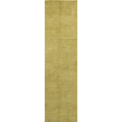 Hand Knotted Area Rug in Olive Green