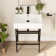 Ceramic White Rectangular Single Faucet Hole 24 in Console Bathroom Sink with Overflow