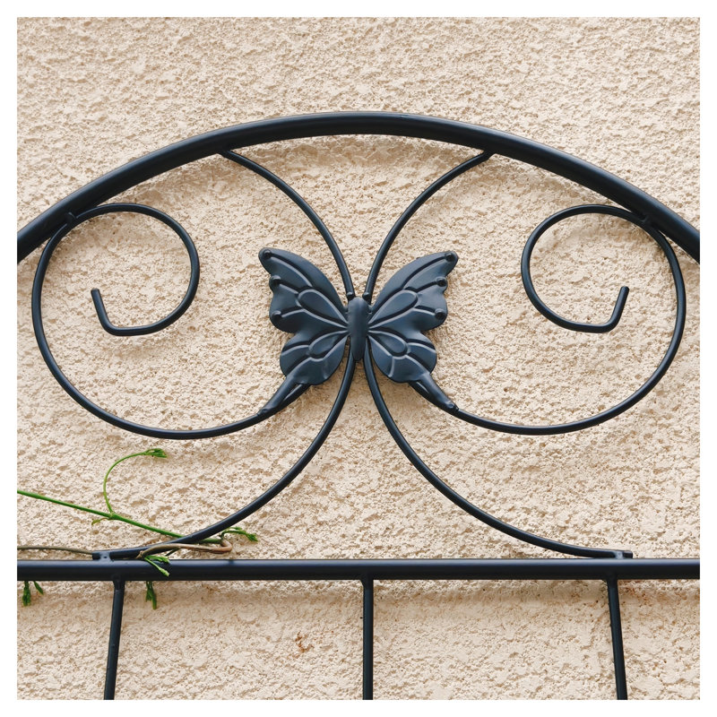Ensemble de 2 treillis de jardin en métal antirouille pour plantes grimpantes - Support de fleurs d'extérieur de 86,7 po de hauteur avec motif de papillons