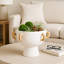 Bol décoratif rond à piédestal avec poignées en rotin tissé à la main - Bol décoratif moderne pour comptoir de cuisine ou de maison - 9 po-87211340