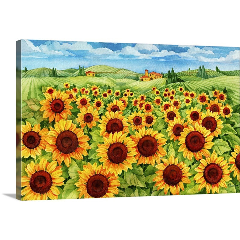 Art mural toile de tournesol, Toile tendue, H 18 po x l 12 po x P 1,25 po