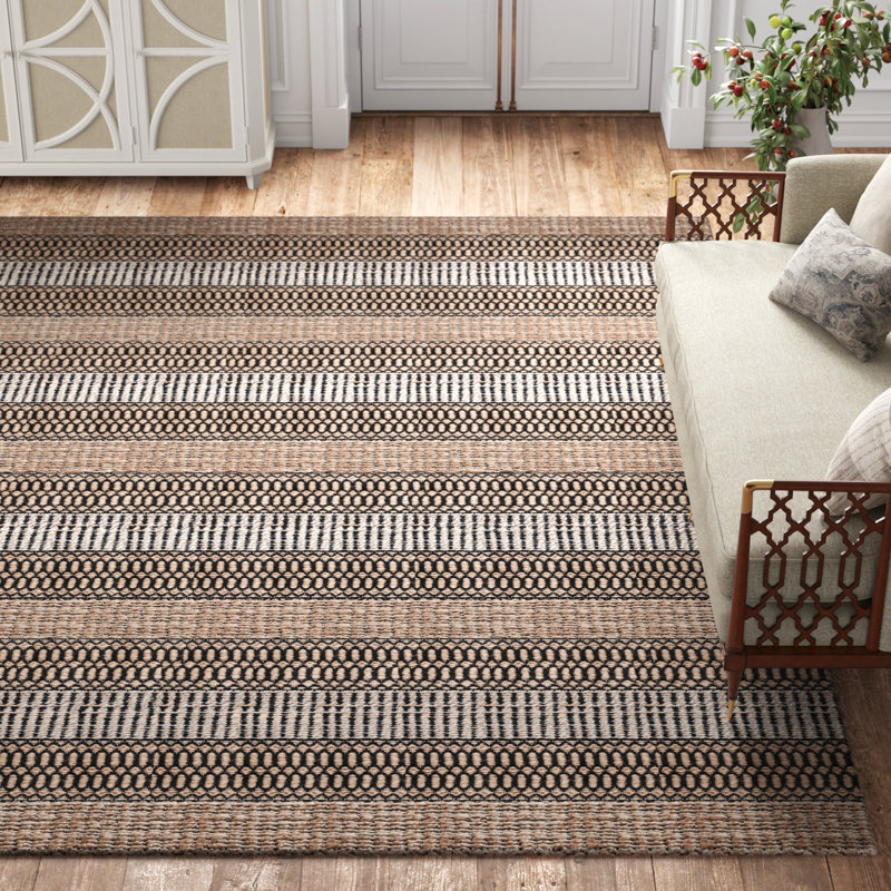 Rafael Geometric Flatweave Black/Natural Area Rug, Rectangle 9' x 12'