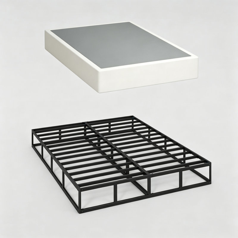 Sommier tapissier standard 10 "avec housse, Gris foncé, Double