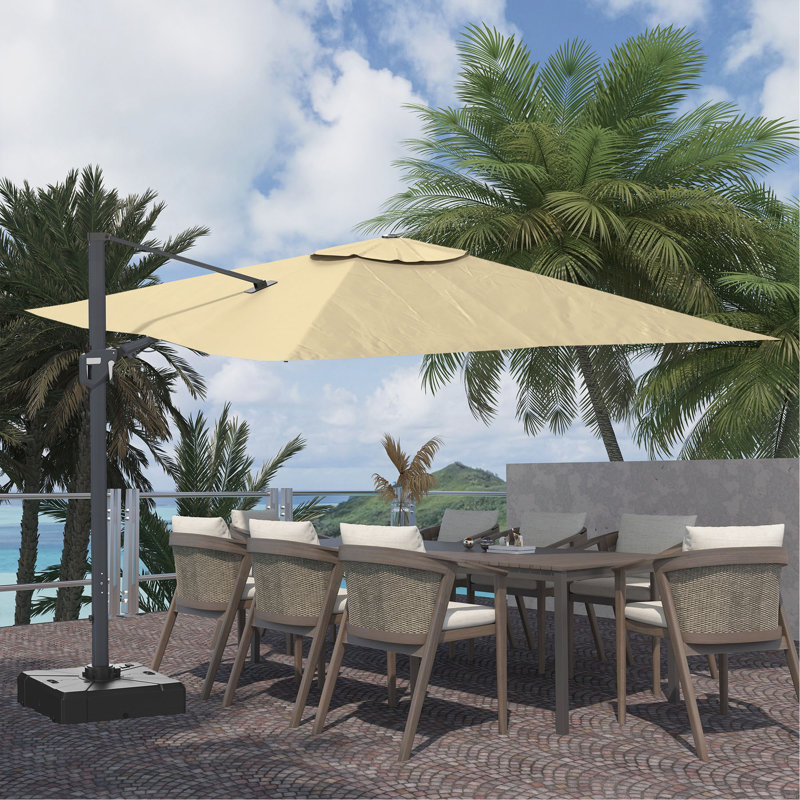 Parasol de patio carré en porte-à-faux 11 pi (sans base de parasol), Beige