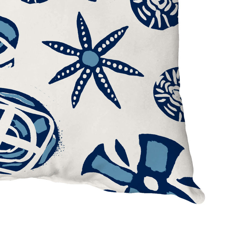 Geometric Outdoor Reversible Throw Pillow, Navy Blue