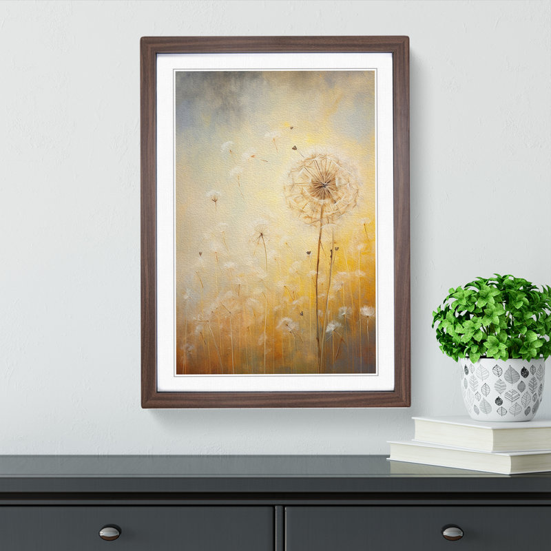 Dandelion Contemporary No.2 - Single Picture Frame Print on Wood, 46" H x 34" W x 2" D, Walnut